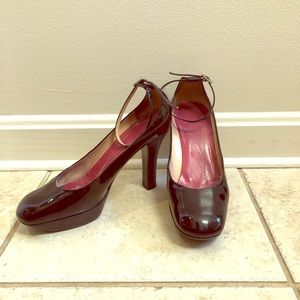 Kate Spade Black Patent Leather Pumps, Ankle Strap